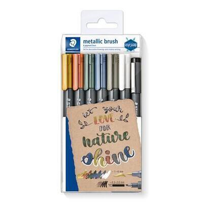 Štětcové fixy "Design Journey Metallic Brush", 6 metalických barev, 1-6 mm, STAEDTLER 8321 TB7