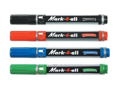 Permanentní popisovač "Mark-4-all", modrá, 1,5-2,5mm, kuželový hrot, STABILO - 1