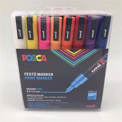 Akrylový popisovač "Posca PC-3M", sada, 16 barev, 0,9-1,3 mm, UNI 2UPC3M16DB - 1