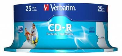 CD-R 700MB, 80min., 52x, Printable, Verbatim, 25-cake - 1