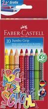 Barevné pastelky "Jumbo Grip", 10 barev, trojhranné, FABER-CASTELL 280922