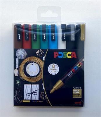 Akrylové popisovače "Posca PC-3M Holiday", sada 8 ks, 0,9-1,3 mm, UNI