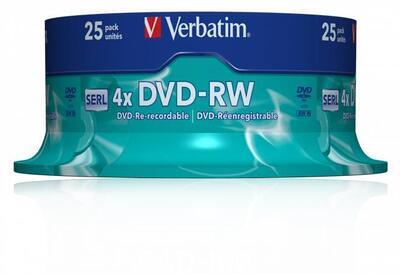 DVD-RW, 4,7GB, 4x, Verbatim, 25-cake - 1