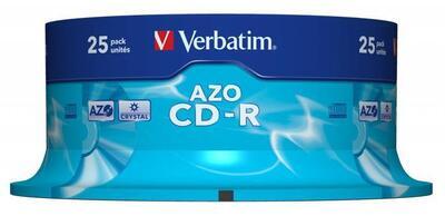 CD-R 700MB, 80min., 52x, DLP Crystal AZO, Verbatim, 25-cake - 1