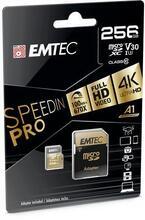 Paměťová karta "SpeedIN", microSDXC, 256GB, UHS-I/U3/V30/A2, 100/95 MB/s, adaptér, EMTEC ECMSDM256GX