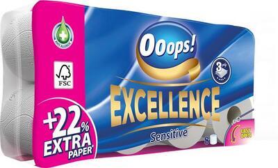 Toaletní papír "Ooops! Excellence" , 3vrstvý, 8 rolí