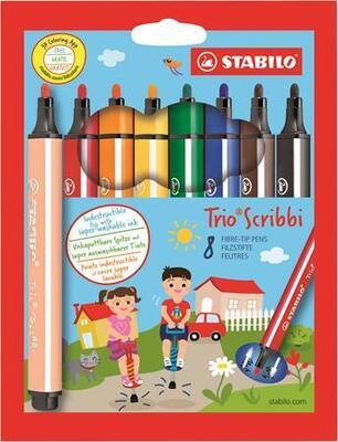 Fixy "Trio Scribbi", sada, odpružený hrot, 1,5-2mm, 8ks/bal., STABILO