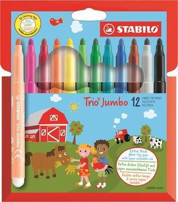 Fixy "Trio Jumbo", sada, 3 mm, 12 barev, STABILO