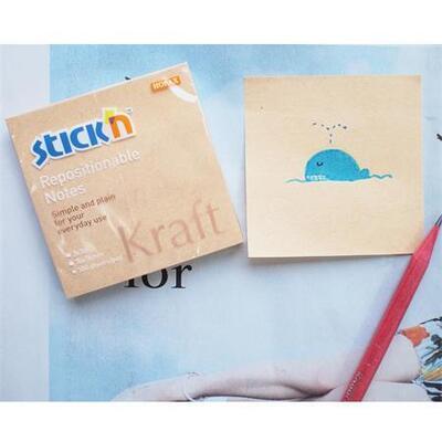 Samolepicí bloček "Kraft Notes", hnědá barva, 76x76 mm, 100 listů, STICK N 21639 - 1