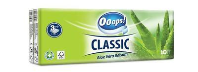 Kapesníky, 3-vrstvé, 10x10ks, "Ooops! Classic", aloe vera