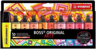 Zvýrazňovače "BOSS original Arty", 10 ks, teplé odstíny, 2-5 mm, STABILO 70/10-1-20