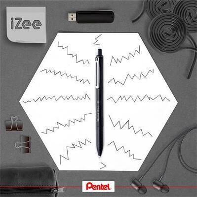 Kuličkové pero "iZee", černá, 0,35 mm, stiskací mechanismus, PENTEL BX467-A - 1