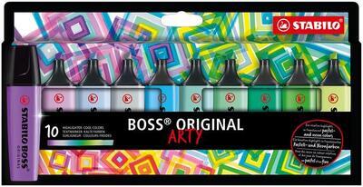 Zvýrazňovače "BOSS original Arty", 10 ks, studené odstíny, 2-5 mm, STABILO 70/10-2-20