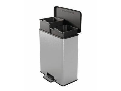 Odpadkový koš "Deco Bin Duo", černá-stříbrná, pedálový, 2x 26 l, CURVER 251002