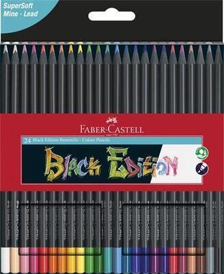 Pastelky "Black Edition", 24 různých barev, trojhranné, FABER-CASTELL