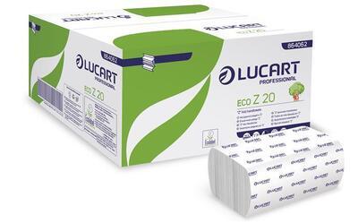 Papírové ručníky "ECO Z 20", bílá, 2-vrstvé, skládané Z/V, 200 útržků, LUCART 864062