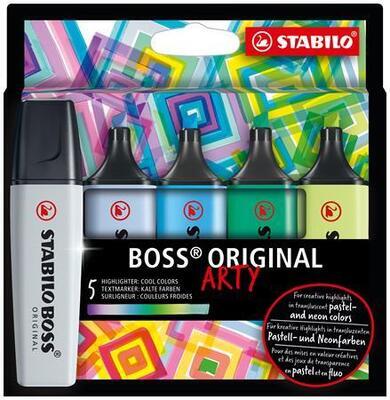 Zvýrazňovač "BOSS original Arty", 5 ks, studené odstíny, 2-5 mm, STABILO 70/5-02-2-20