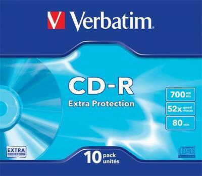 CD-R 700MB, 80min., 52x, DL Extra Protection, Verbatim, slim box, 10ks/bal. - 1