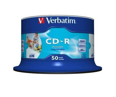 CD-R 700MB, 80min., 52x, Printable, no-ID, Verbatim, 50-cake - 1