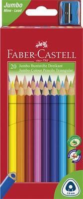 Barevné pastelky "Jumbo" + ořezávátko, 20 barev, šestihranné, FABER-CASTELL