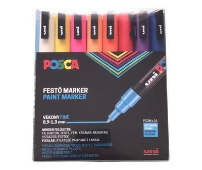 Akrylový popisovač "Posca PC-3M", sada, 16 barev, 0,9-1,3 mm, UNI 2UPC3M16DB - 2