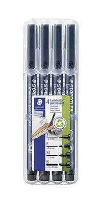 Permanentní popisovače "Lumocolor® 31", 4 různé šířky čar, černá, STAEDTLER 31-9WP4GS - 2