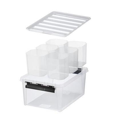 Úložný box "Classic 15", průhledný, plast, černé úchytky, 6 přihrádek, SMARTSTORE 3507790 - 2