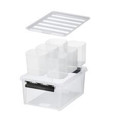 Úložný box "Classic 15", průhledný, plast, černé úchytky, 6 přihrádek, SMARTSTORE 3507790