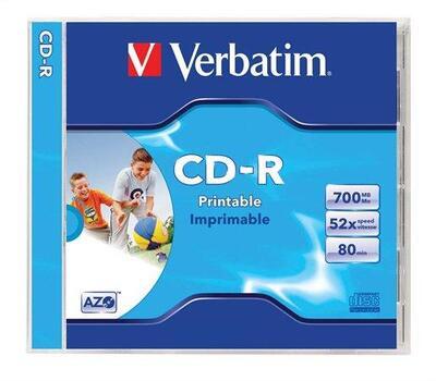 CD-R 700MB, 80min., 52x, Printable, Verbatim, jewel box - 2