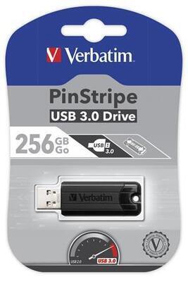 256GB USB Flash disk "PinStripe", USB 3.0, VERBATIM, černý - 3