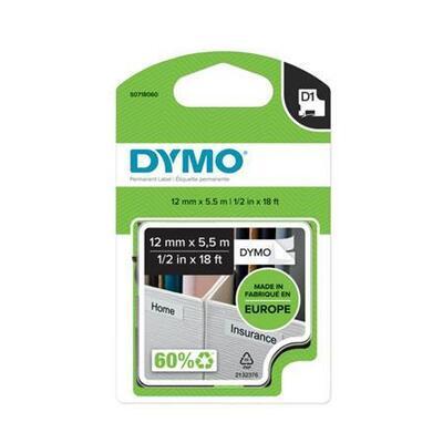 Páska, odolný plast, 12 mm x 5,5 m, DYMO "D1", bílá-černá - 3