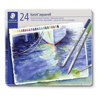 Akvarelové pastelky "Karat", sada, kovová krabička, 24 barev, STAEDTLER - 3