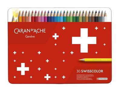 Barevné pastelky "Swisscolor", 30 ks, kovový box, permanentní, CARAN D'ACHE 1284.730 - 3