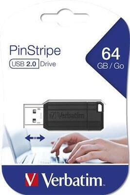 USB flash disk "PinStripe", černá, 64GB, USB 2.0, 10/4MB/sec, VERBATIM - 4