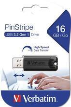 16GB USB Flash disk "PinStripe", USB 3.0, VERBATIM, černý