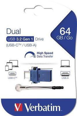 64GB USB Flash 3.0 + USB-C adaptér, VERBATIM "DUAL" - 4