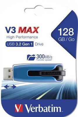 USB flash disk "V3 MAX", černá-modrá, 128GB, USB 3.0, 175/80 MB/sec, VERBATIM - 4