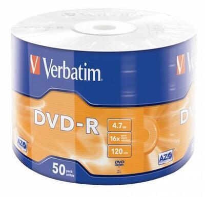 DVD-R 4,7GB, 16x, matné, 50 ks, Verbatim - 4