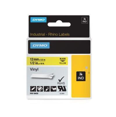 Label,  vinyl, 12 mm x 5,5 m, DYMO "Rhino", yellow-black - 5