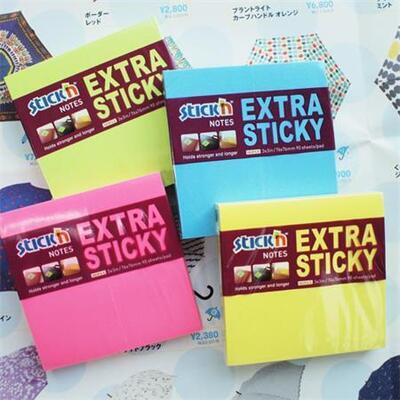 Samolepicí bloček "Extra Sticky",neonově žlutá barva, 76x76 mm, 90 listů, STICK N 21670 - 6