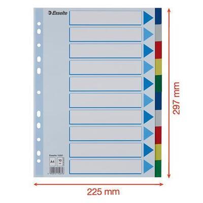 Barevné rozlišovače, mix barev, A4, plast, 10 dílů, ESSELTE - 6