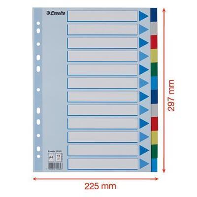 Barevné rozlišovače, mix barev, A4, plast, 12 dílů, ESSELTE - 6