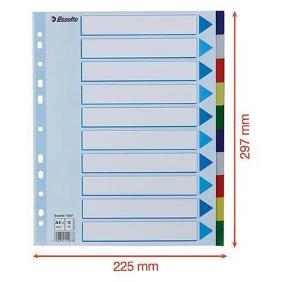 Barevné rozlišovače, mix barev, A4, plast, 10 dílů, ESSELTE - 6