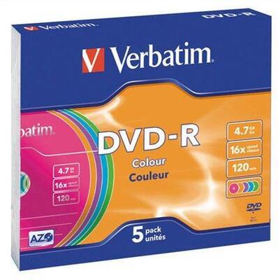 DVD-R 4,7GB, 16x, AZO, barevné, Verbatim, slim box - 6