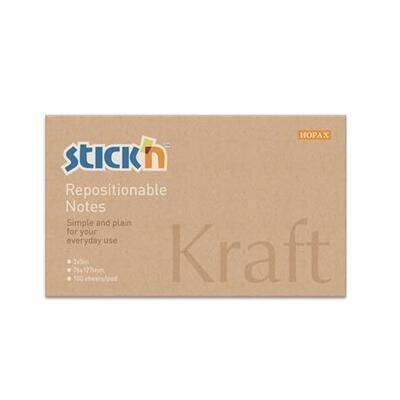 Samolepicí bloček "Kraft Notes", hnědá barva, 76x127 mm, 100 listů, STICK N 21640 - 6