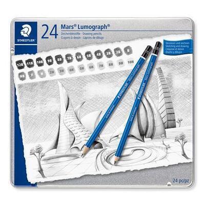 Grafitové tužky "Mars® Lumograph® 100", 24 tvrdostí, šestihranná, umělecká, STAEDTLER 100 G24 - 6